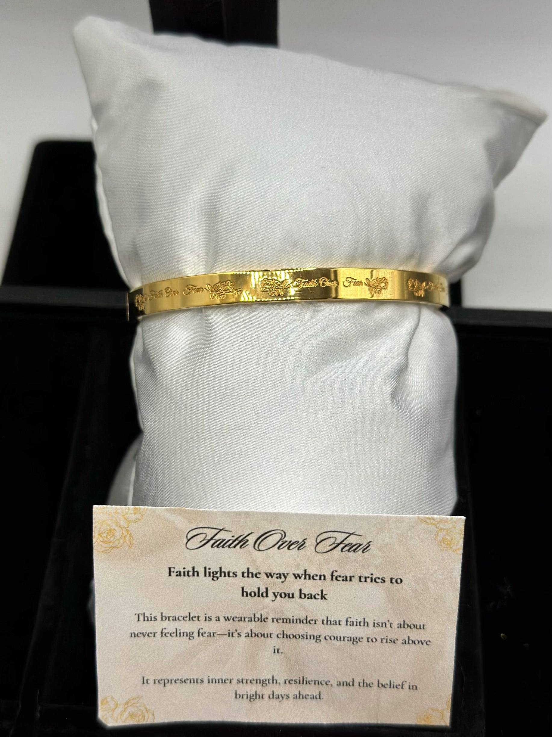 Gold Bracelets For Women 14K, Engraved Bangle, Christmas Gifts For Her , Stackable Hinge Bracelet,  Statement Jewelry, Faith Over Fear